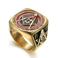New Personalized Design Best Quality Custom Logo Stainless Steel Gold Plated Exquisite Masonic Rings